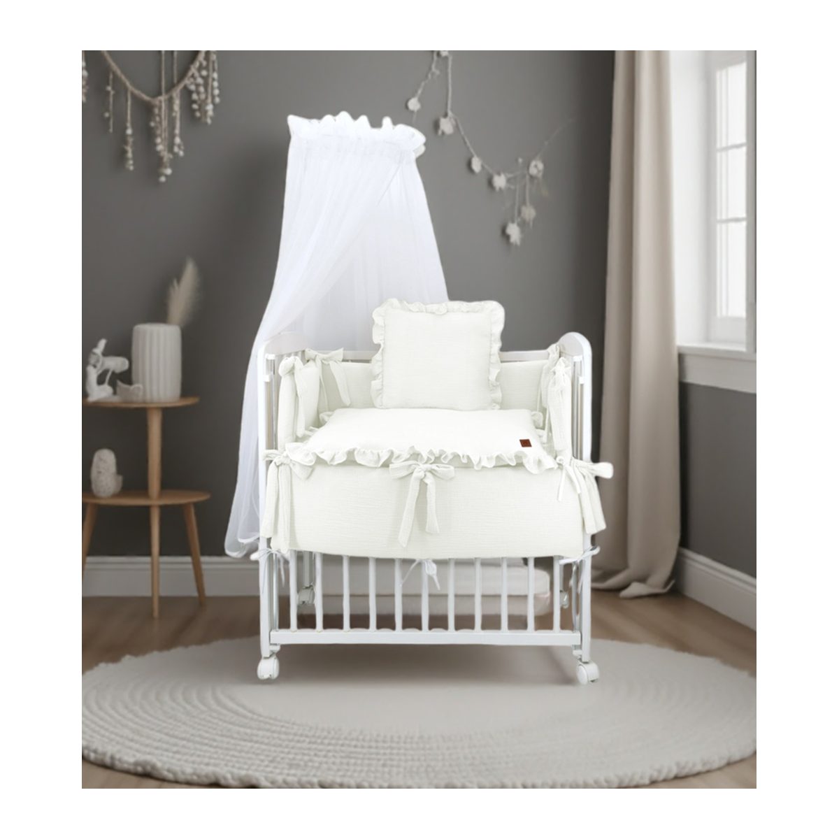 3in1 Beistellbett Baby Musselin Ecru