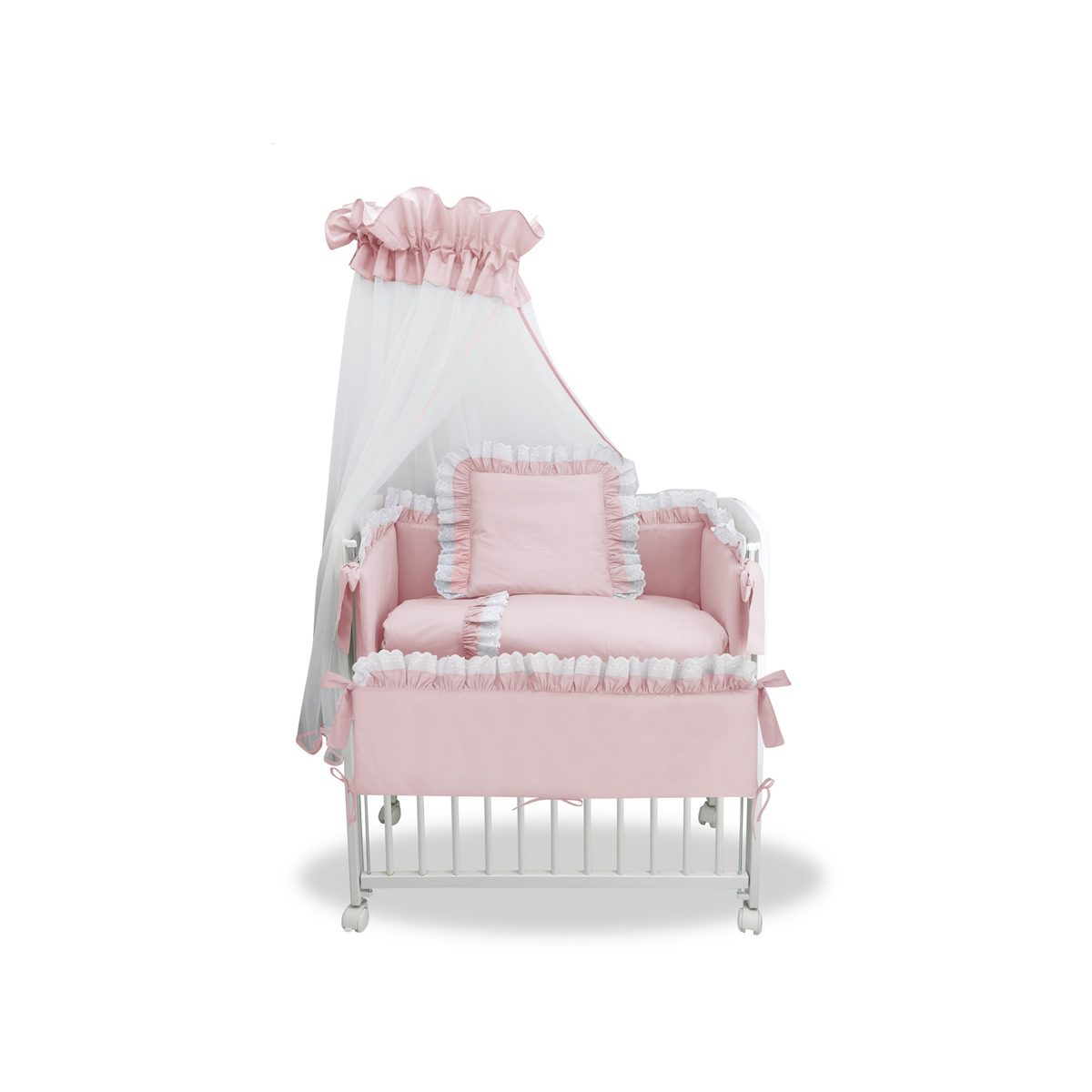 3in1 Beistellbett Babybett Royal Rosa Spitze - babyhafen.de