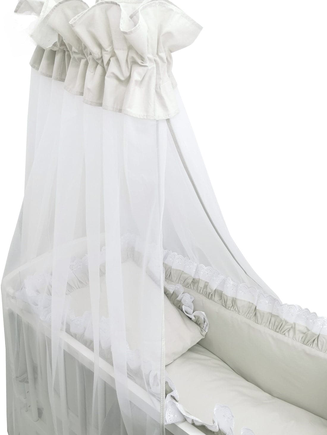 6-tlg. Babybettwäsche Royal Grau Spitze für Beistellbett - babyhafen.de