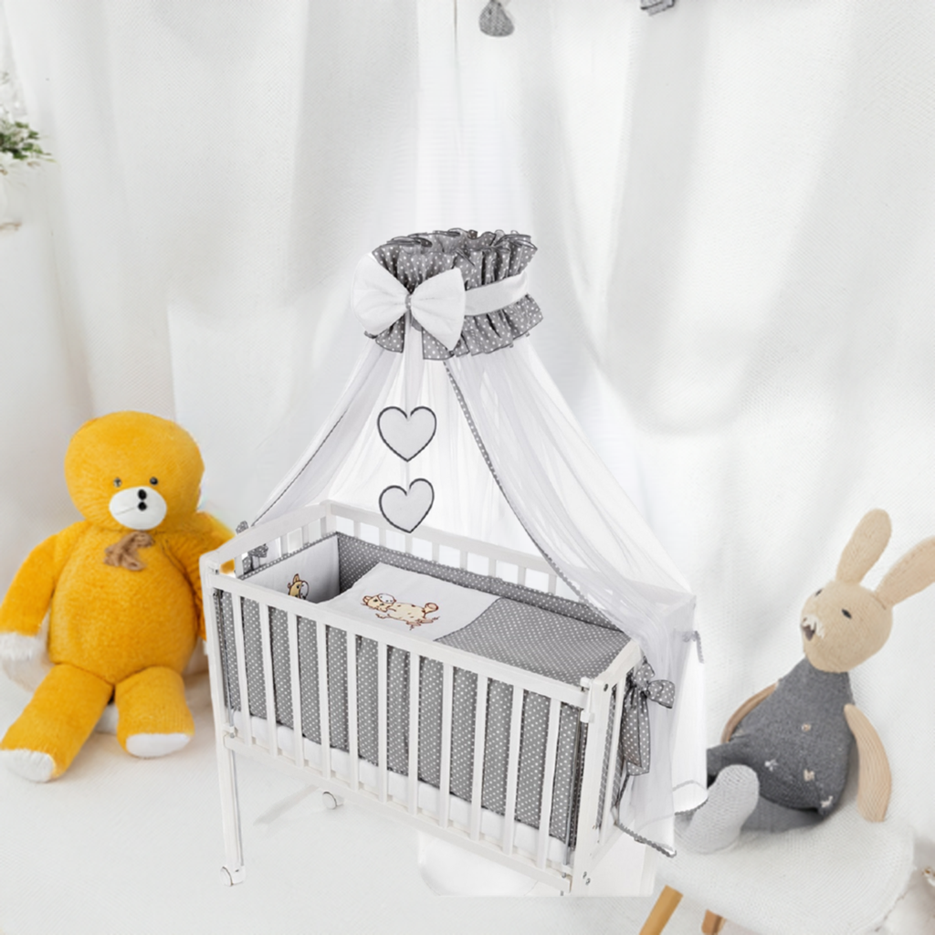 Babybettwäsche für Beistellbett Grau Giraffe - babyhafen.de