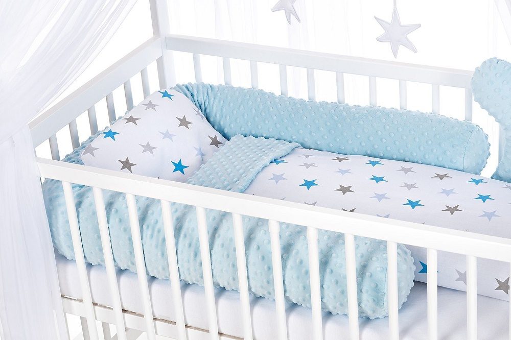 Babybett Haus Kinderbett 120x60 Matratze Bettset Stars BLAU - babyhafen.de