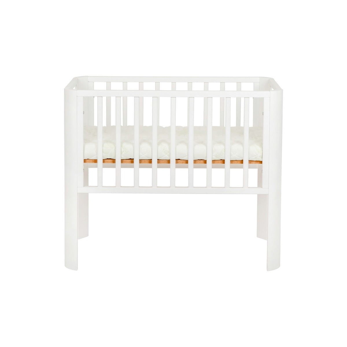Baby Beistellbett 2in1, weiß, mit Matratze Gurte