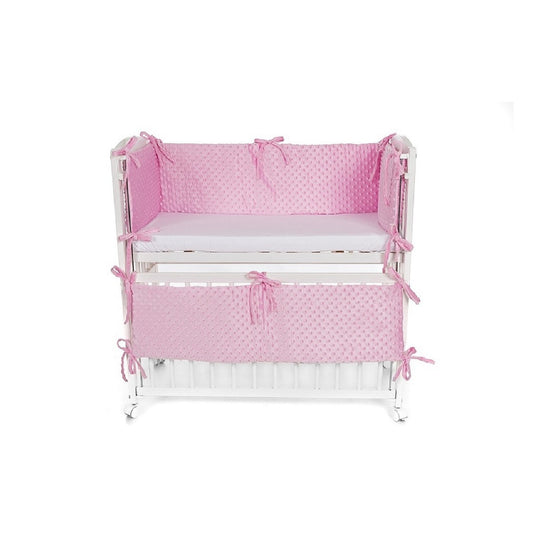 Babybett 90x40 mit rosa Bettumrandung und Matratze