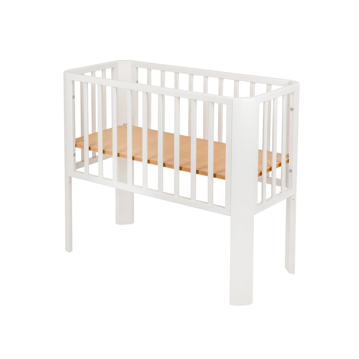 Baby Beistellbett 2in1, weiß, mit Matratze Gurte