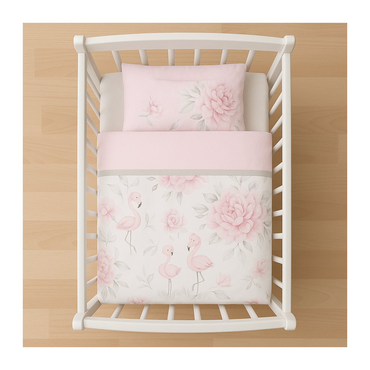 Baby Bettwäsche Set 4-teilig – Flamingo & Pfingstrose - babyhafen.de