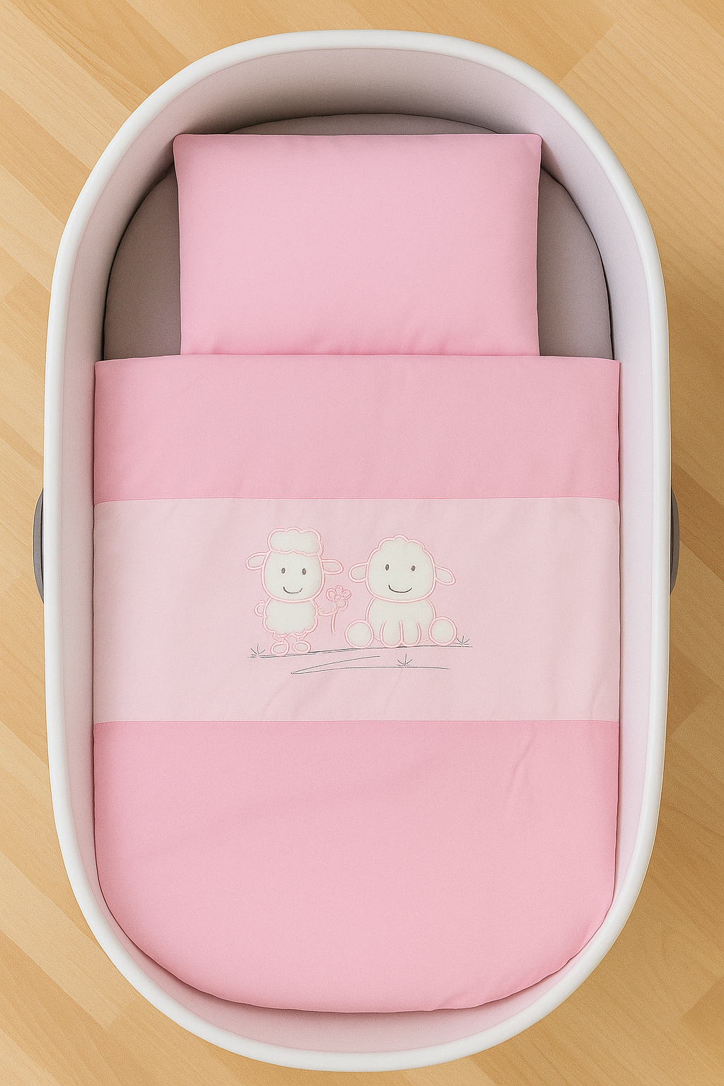 Baby Garnitur für Kinderwagen mit Stickerei Rosa - babyhafen.de