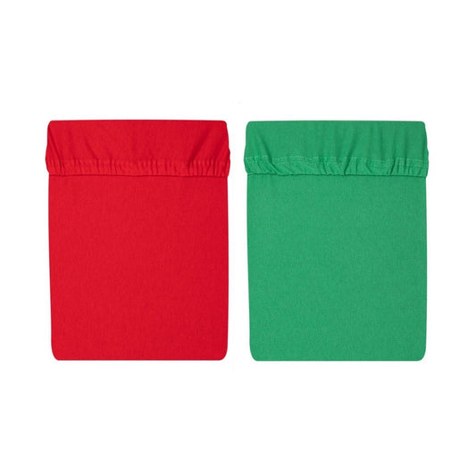 Spannbettlaken aus Jersey 60 × 120 rot grün (2 Stück) - babyhafen.de