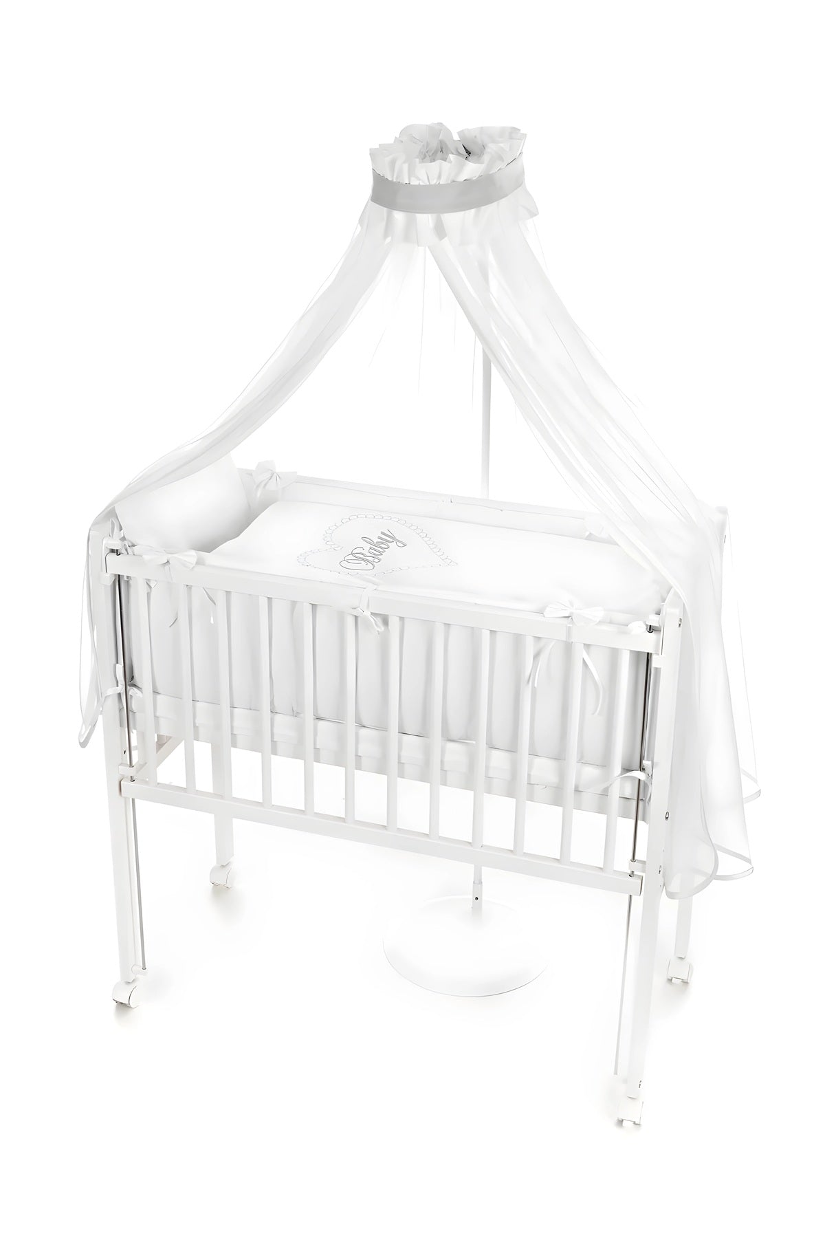 Babybettwäsche-Set Herz Weiß für Beistellbett 40x90 cm - babyhafen.de
