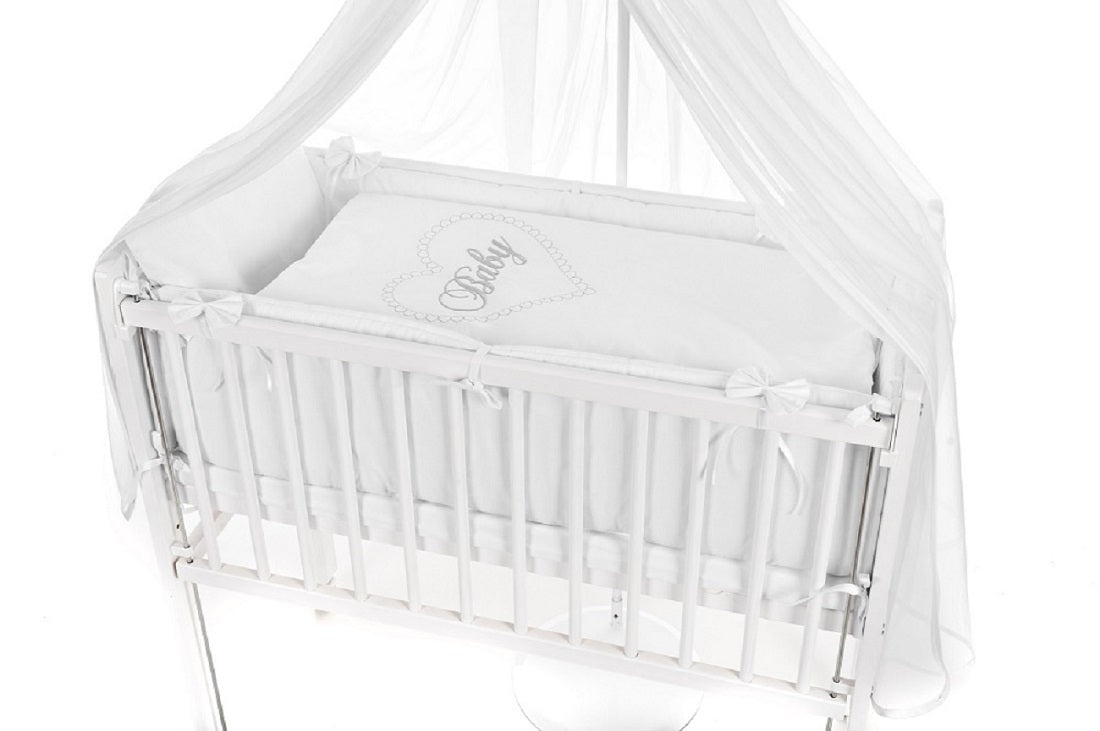 Babybettwäsche-Set Herz Weiß für Beistellbett 40x90 cm - babyhafen.de