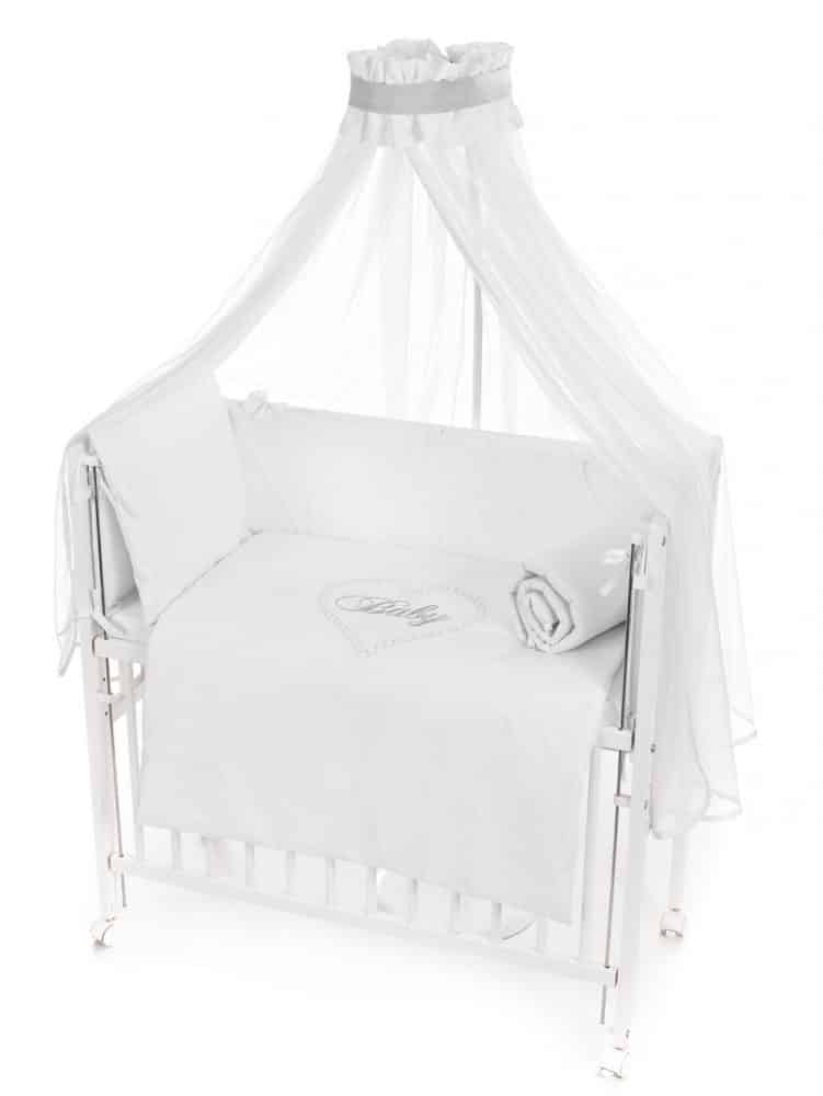 Babybettwäsche-Set Herz Weiß für Beistellbett 40x90 cm - babyhafen.de