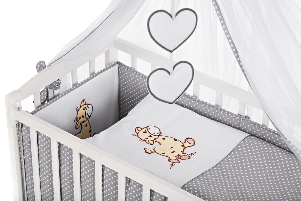 Babybettwäsche für Beistellbett Grau Giraffe - babyhafen.de