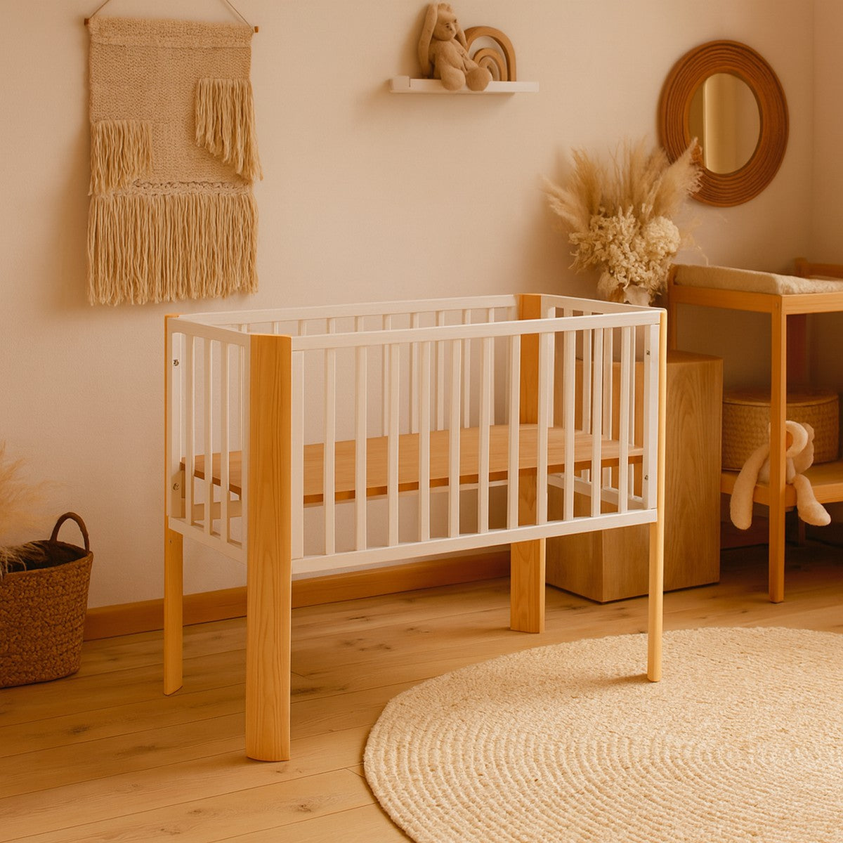 Babyhafen Babybett 2in1 mit Matratze und Holzrahmen_babyhafen.de