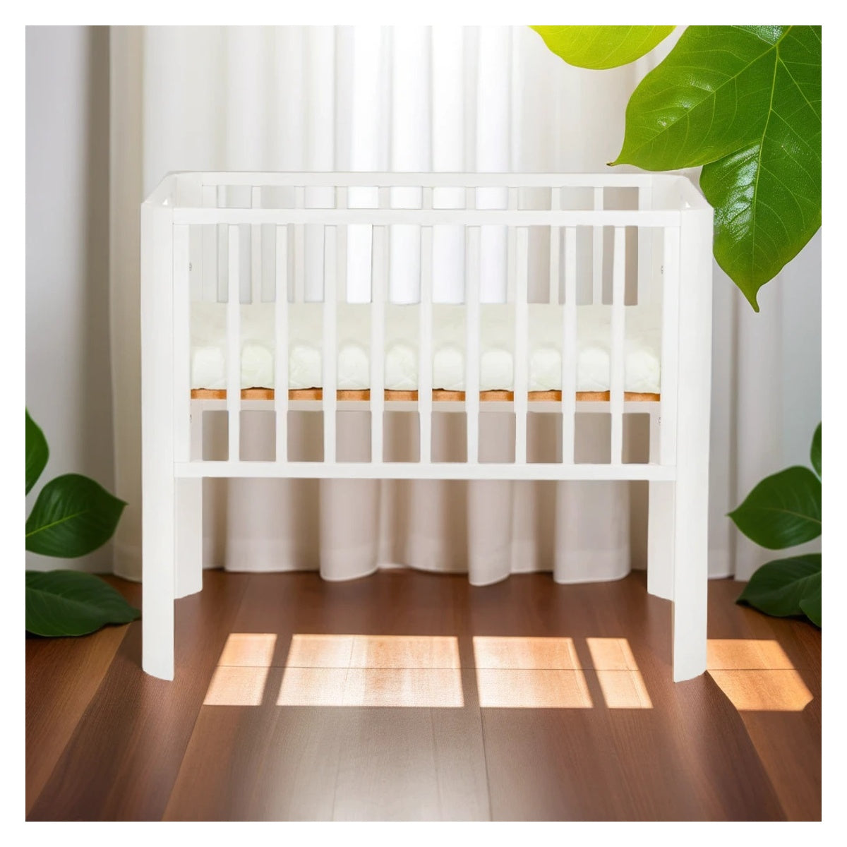 Baby Beistellbett 2in1, weiß, mit Matratze Gurte - babyhafen.de