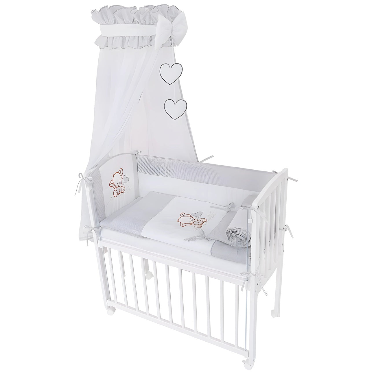 Beistellbett 3D mit Vollausstattung Elefanten bestickt - babyhafen.de
