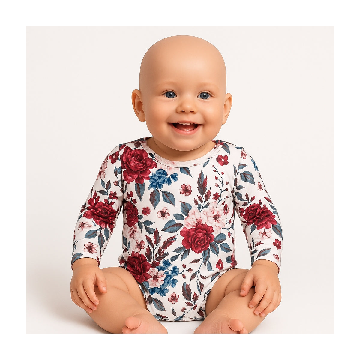 Eleganter Baby Body Floral KATE – Langarmbody für Neugeborene und Babys