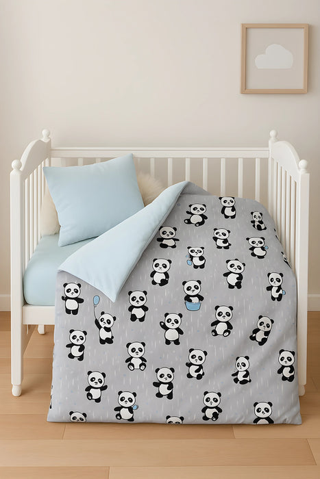 Baby Bettwäsche Set 4-tlg. – Panda-Motiv – Baumwolle mit Füllung - babyhafen.de