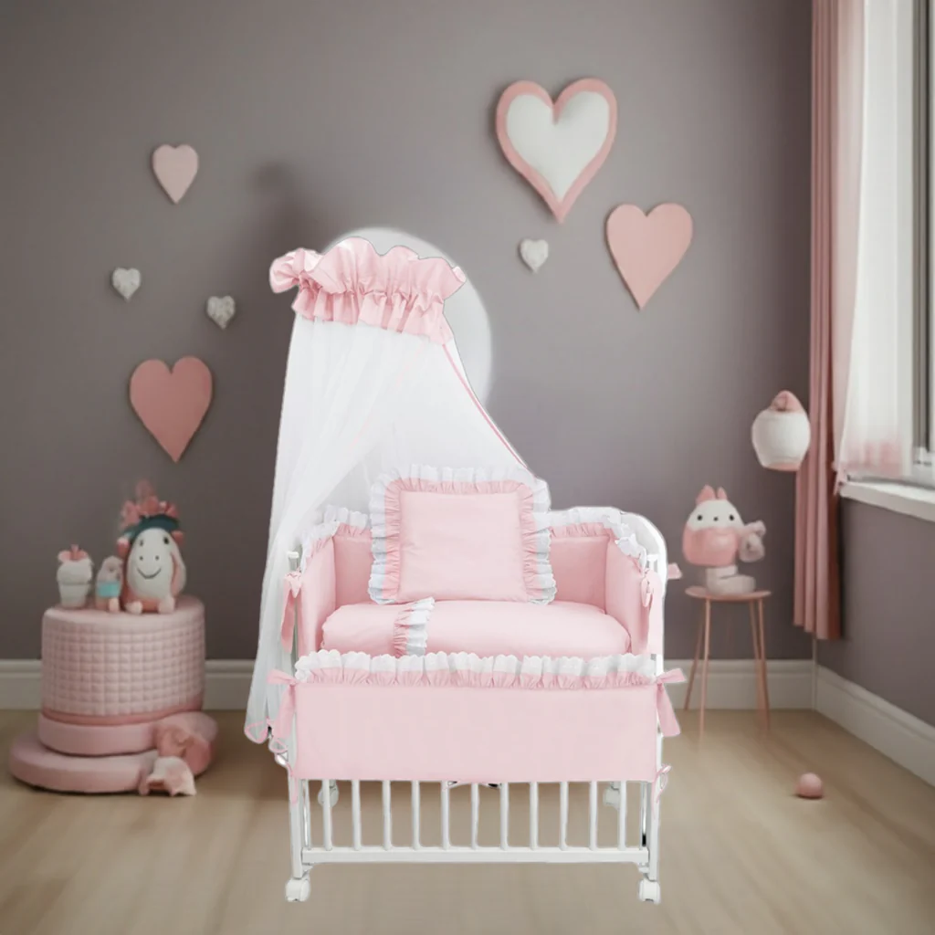 3in1 Beistellbett Babybett Royal Rosa Spitze - babyhafen.de