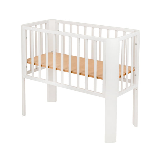 Beistellbett 90x40 cm Weiß aus Massivholz • Babybett neben dem Elternbett