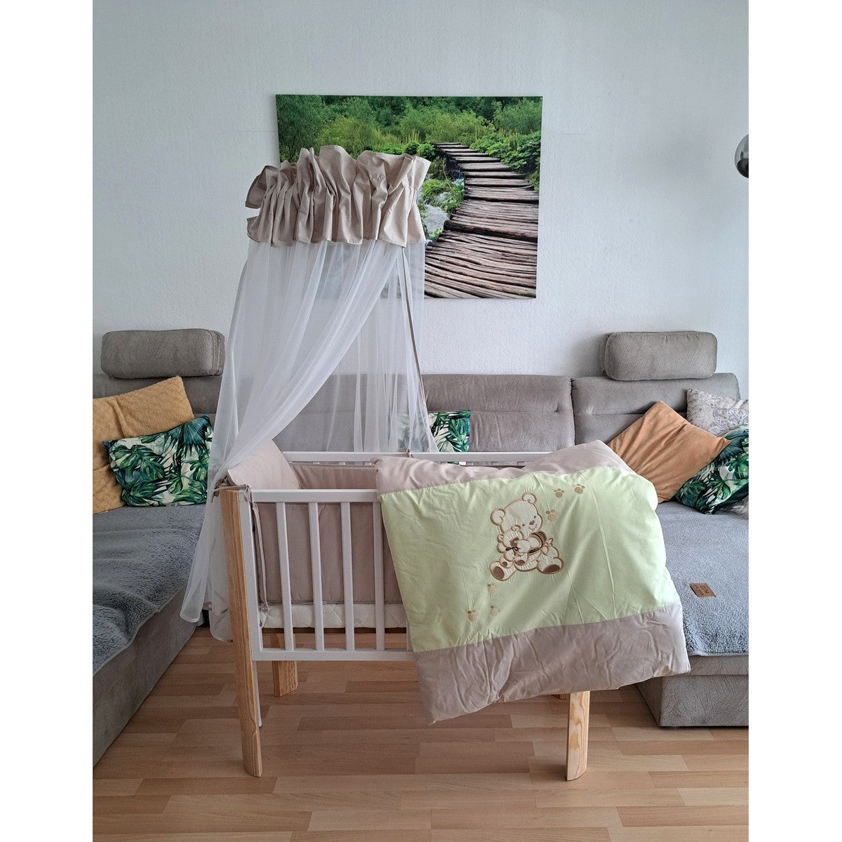 Beistellbett höhenverstellbar mit Himmelset Teddybär