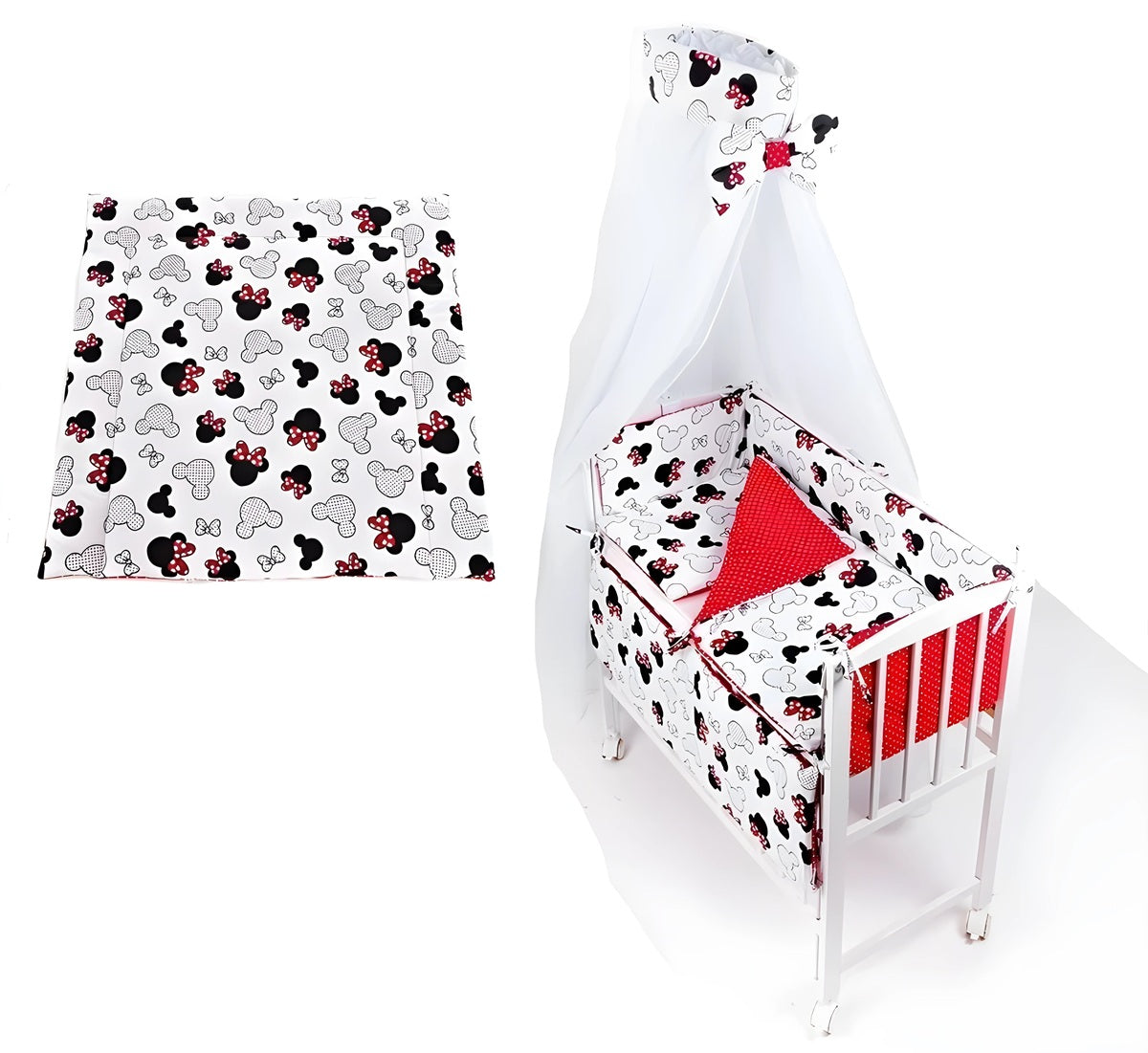 Beistellbett Baby Minnie Schleifen inkl. Wickelauflage - babyhafen.de