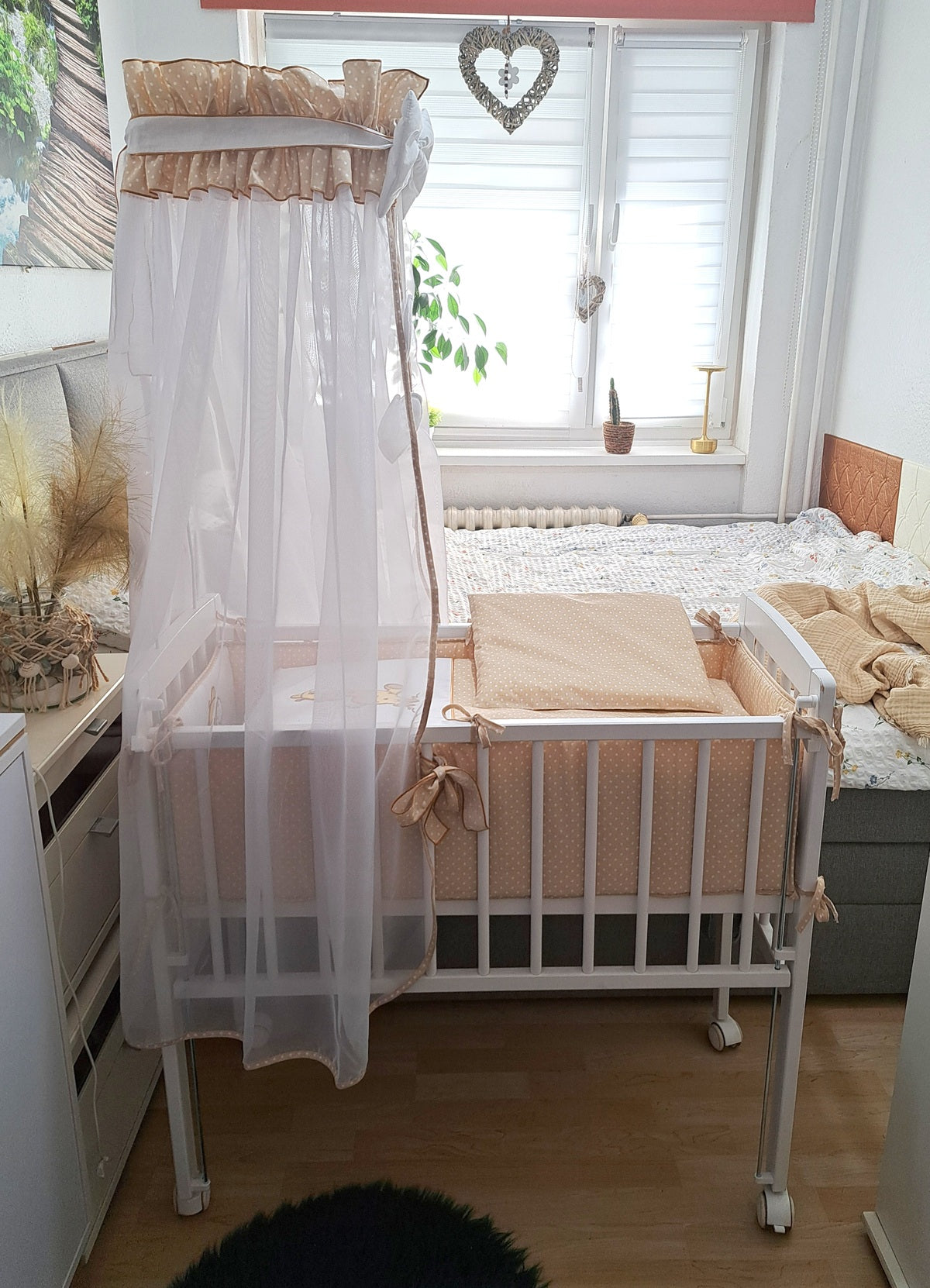 8-teilig Babybett Beistellbett 90x40 Giraffe in Beige - babyhafen.de