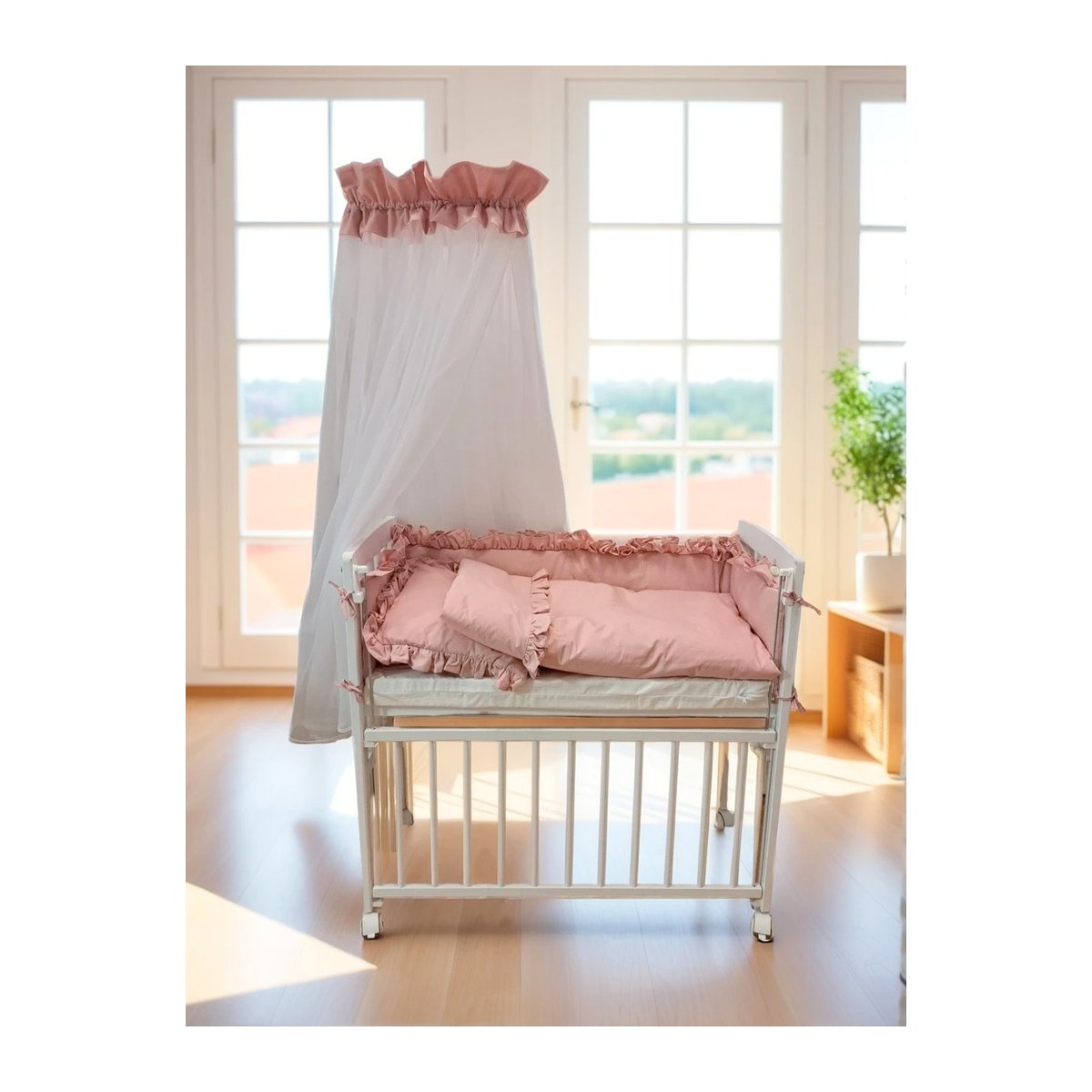 Babyhafen Beistellbett Set 90×40 cm Altrosa – mit Matratze & Zubehör - babyhafen.de