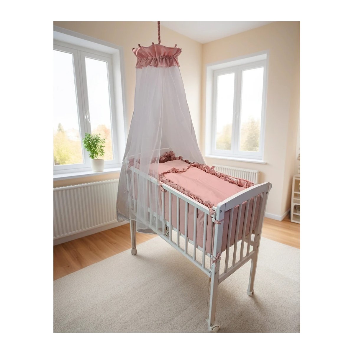 Babyhafen Beistellbett Set 90×40 cm Altrosa – mit Matratze & Zubehör - babyhafen.de