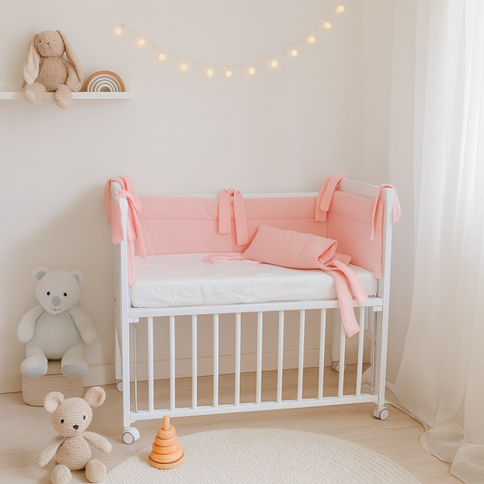 Beistellbett Babybett rosa mit weichem Samt-Nestchen und Seitengittern