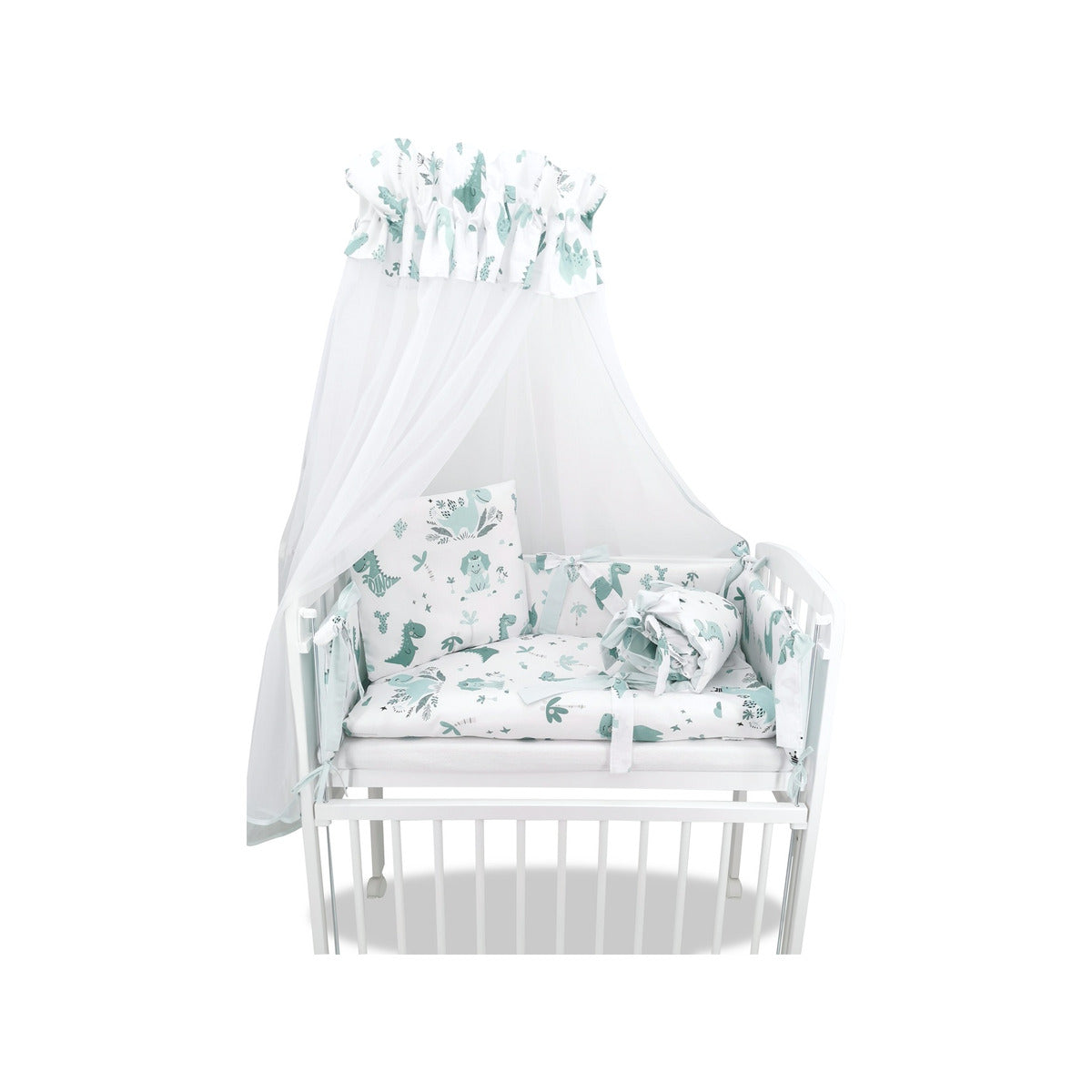Beistellbett Baby komplett – Dino in Grün, 6-tlg. Set mit Matratze