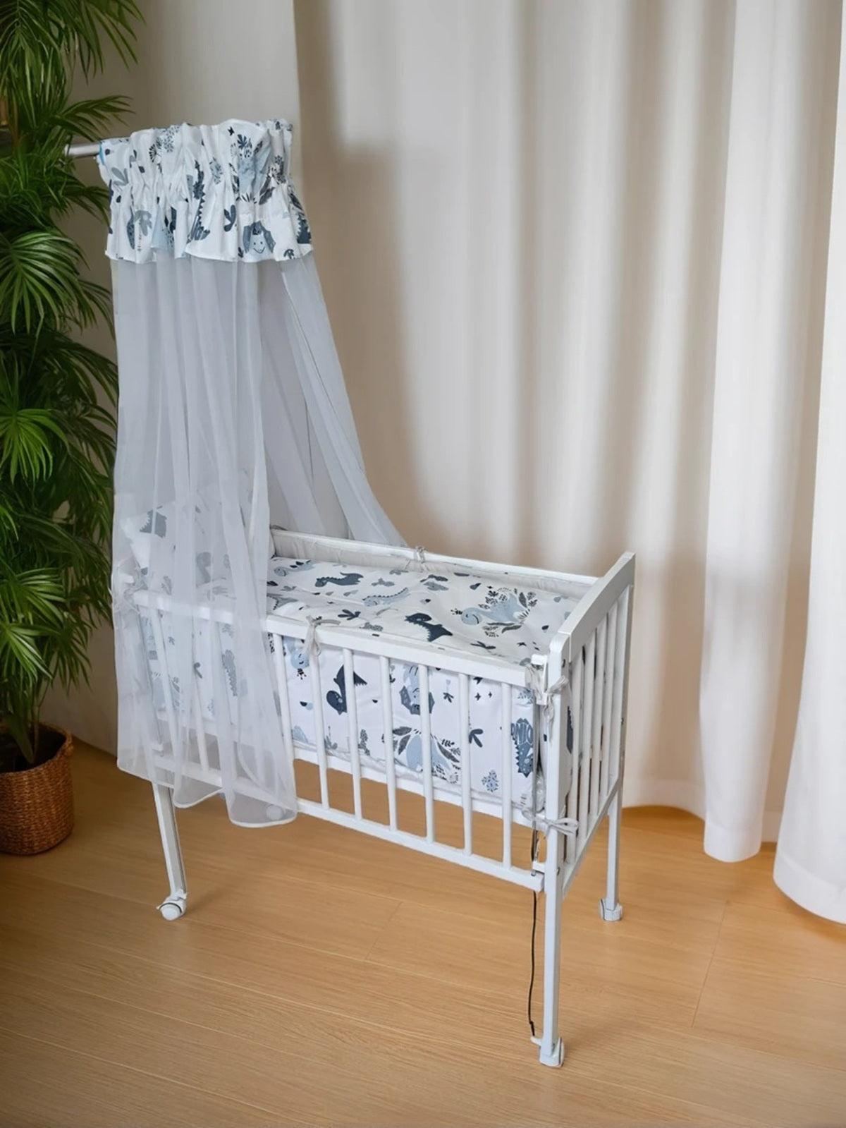 Babybettwäsche-Set für Beistellbett 40×90 – Dino Blau, 6-tlg. - babyhafen.de