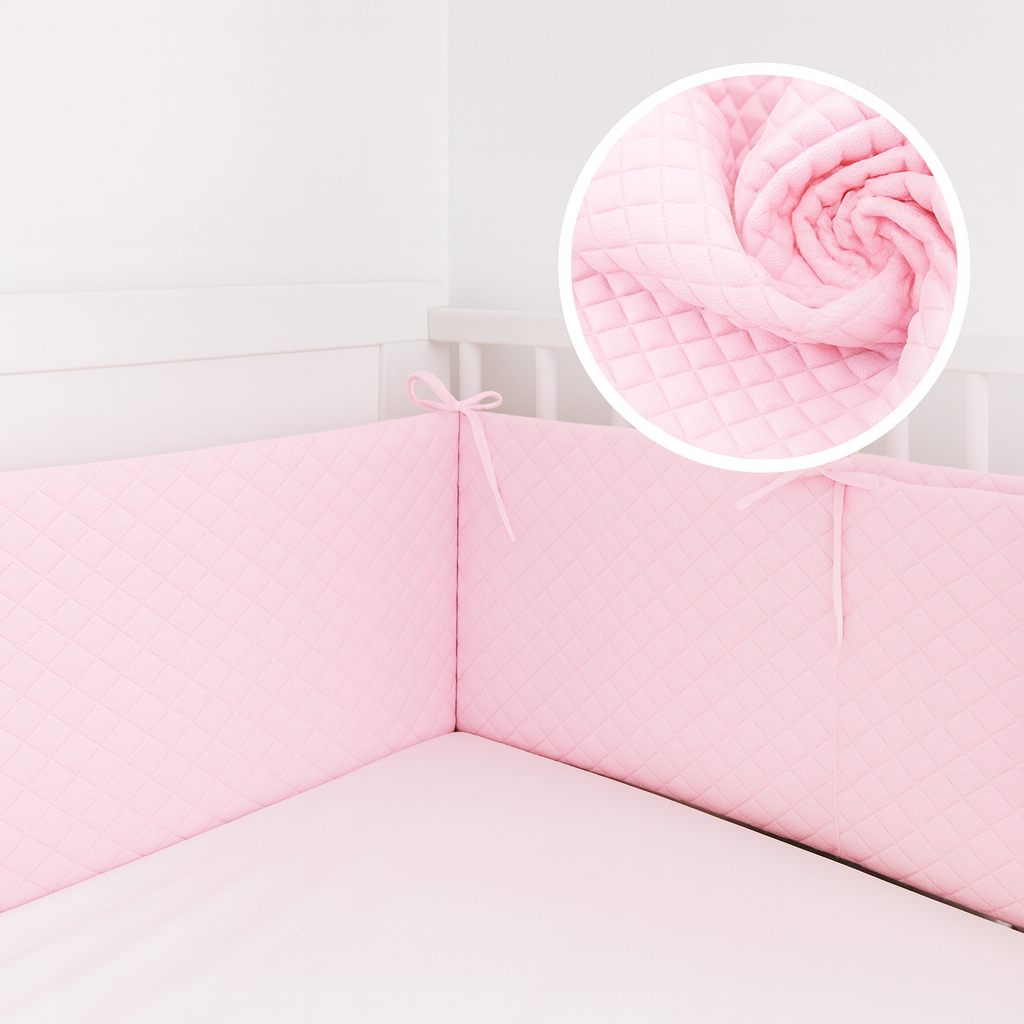Bettnestchen 180 × 30 cm aus gesteppter Samtoptik in Rosa_Bettumrandung