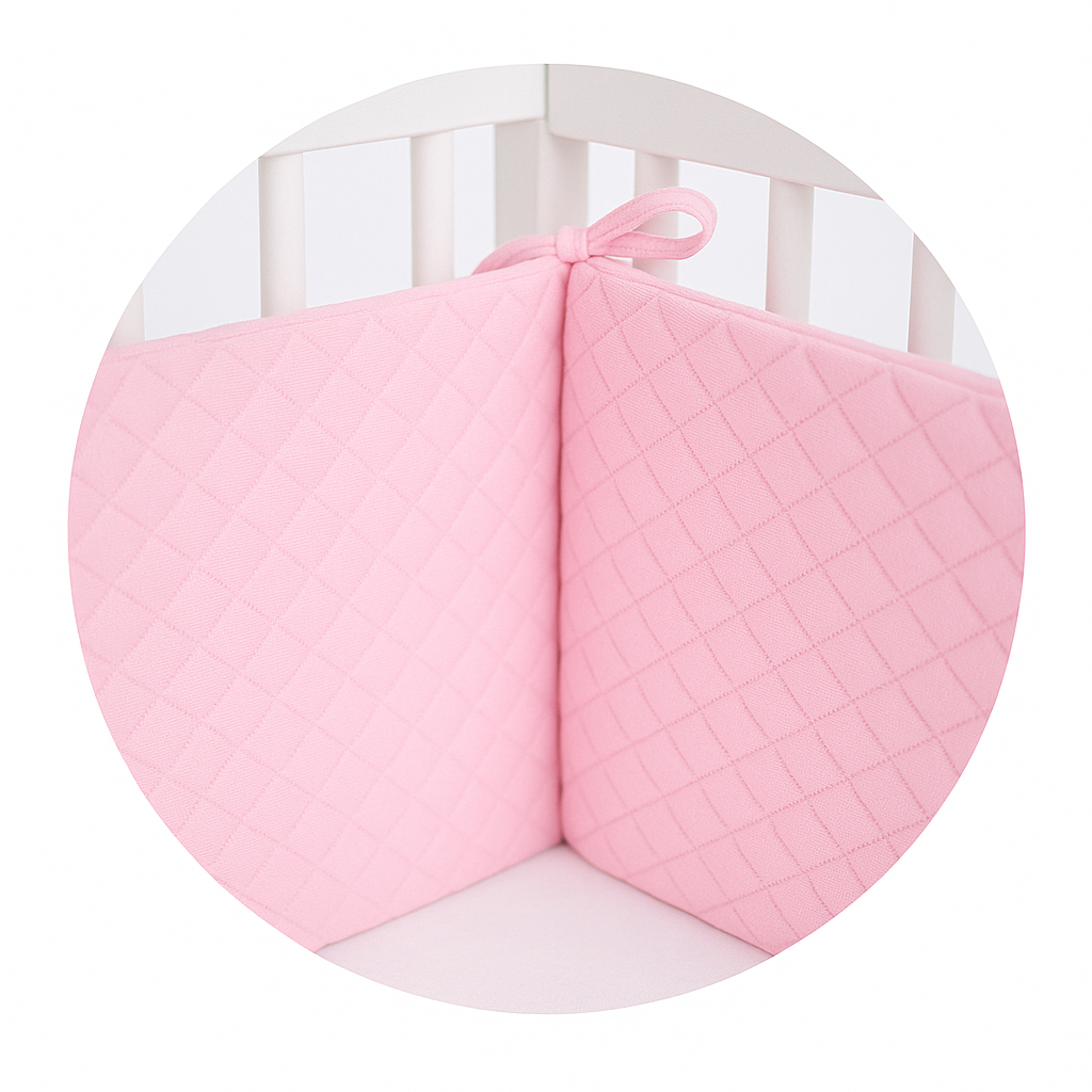 Bettnestchen 180 × 30 cm aus gesteppter Samtoptik in Rosa