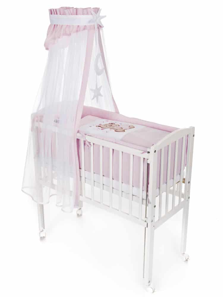 7-teilig Bettset-Stickerei für Beistellbett rosa Bear - babyhafen.de