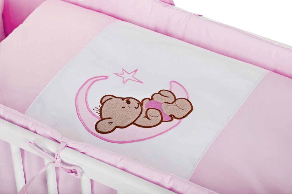 Beistellbett Baby Komplettbett Rosa – Bär auf dem Mond - babyhafen.de