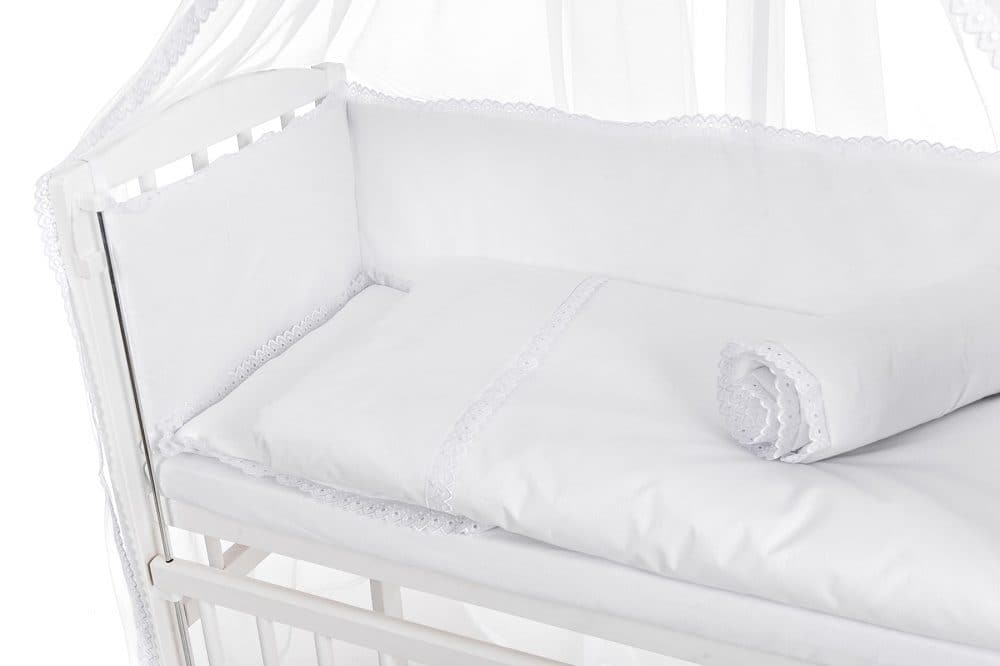 Baby Bettwäsche für Beistellbett 40x90 – Weiß mit Baldachin & Spitze - babyhafen.de