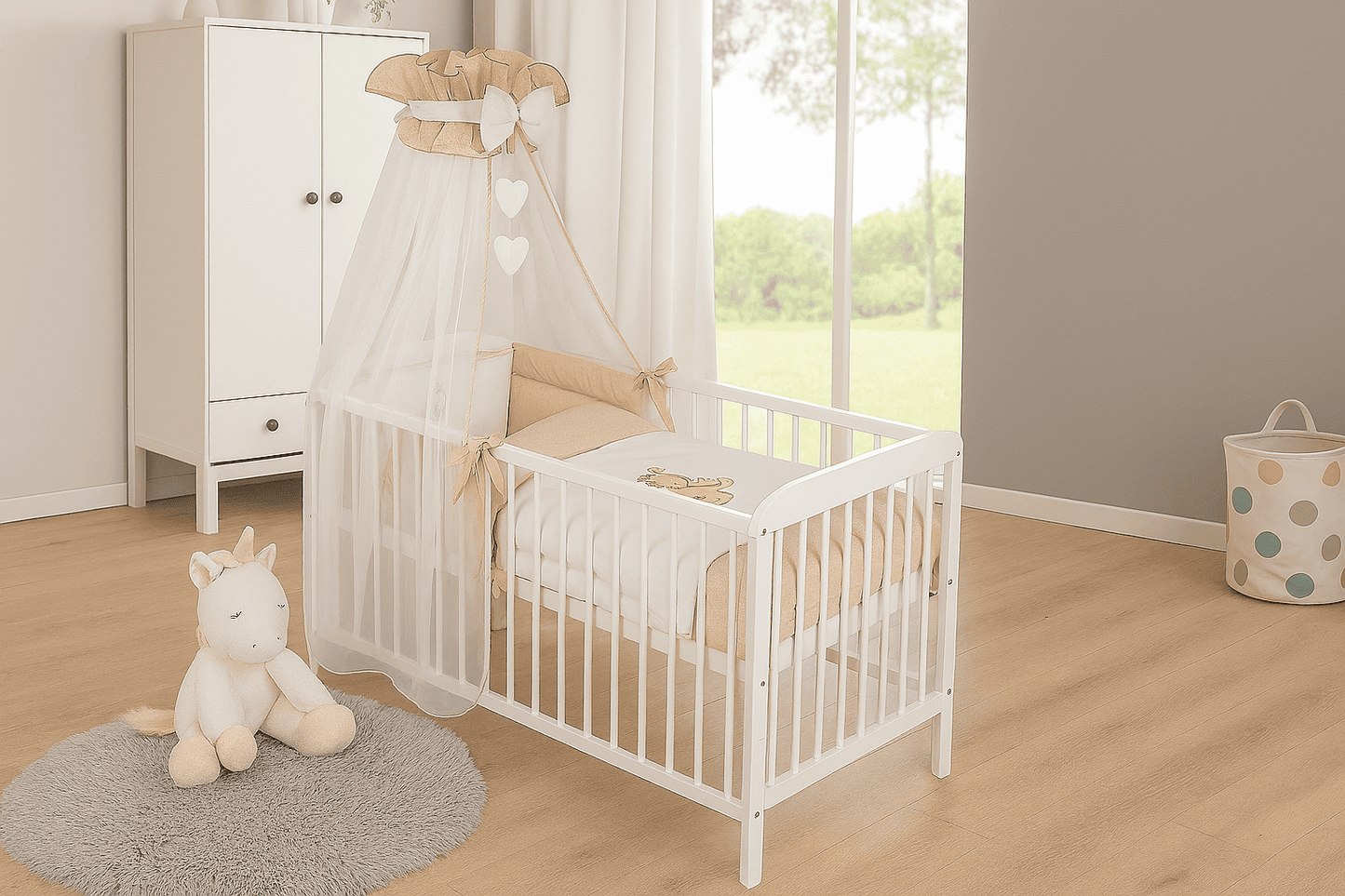 Babybett 60x120 cm – Komplett für Neugeborene – Giraffe Design - babyhafen.de