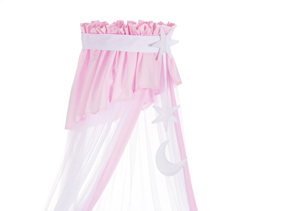 Komplettbett 120 × 60 Babybett Teddy auf dem Mond, rosa - babyhafen.de
