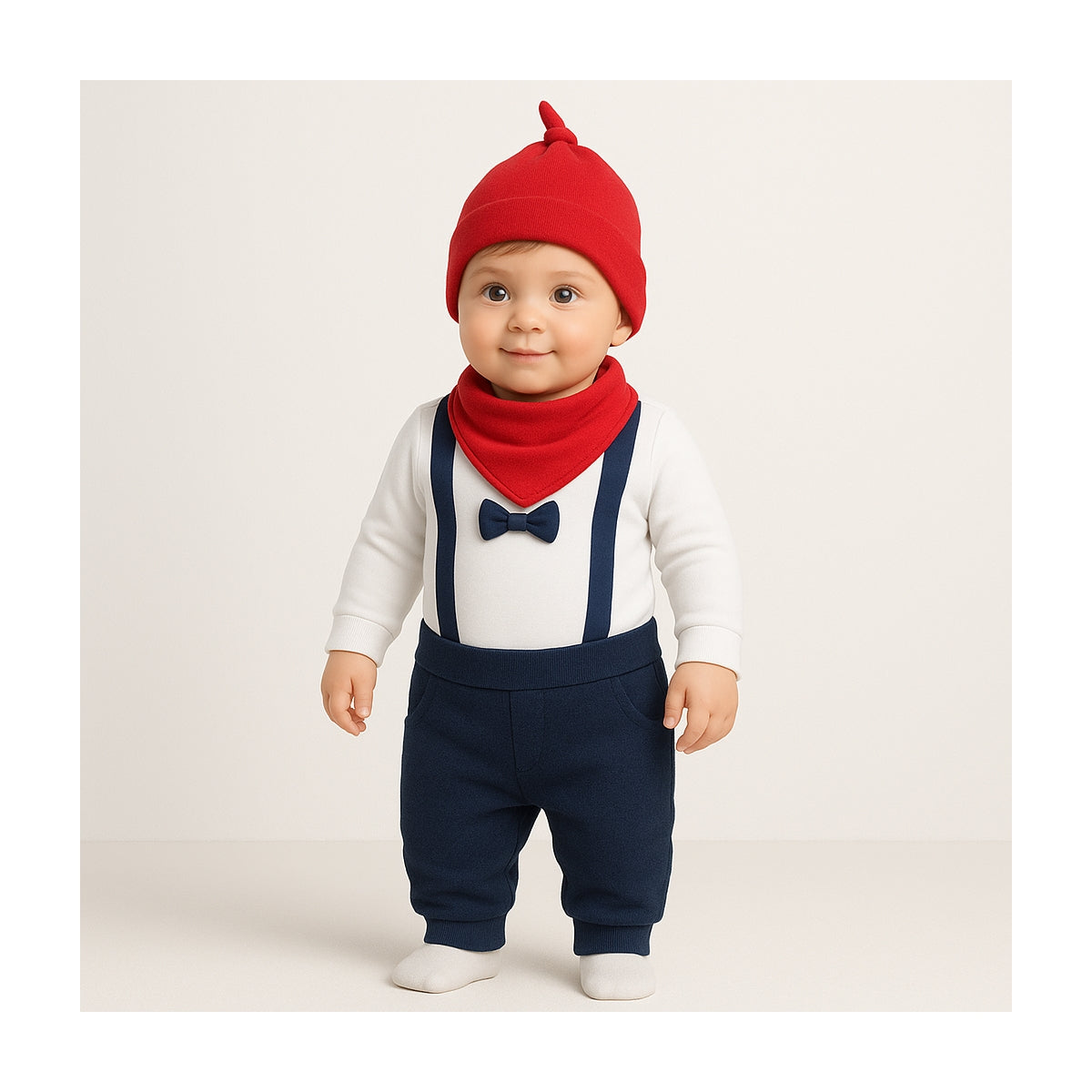 Babyhafen Baby Outfit festlich – Geschenkset für Neugeborene mit Schleife und Mütze