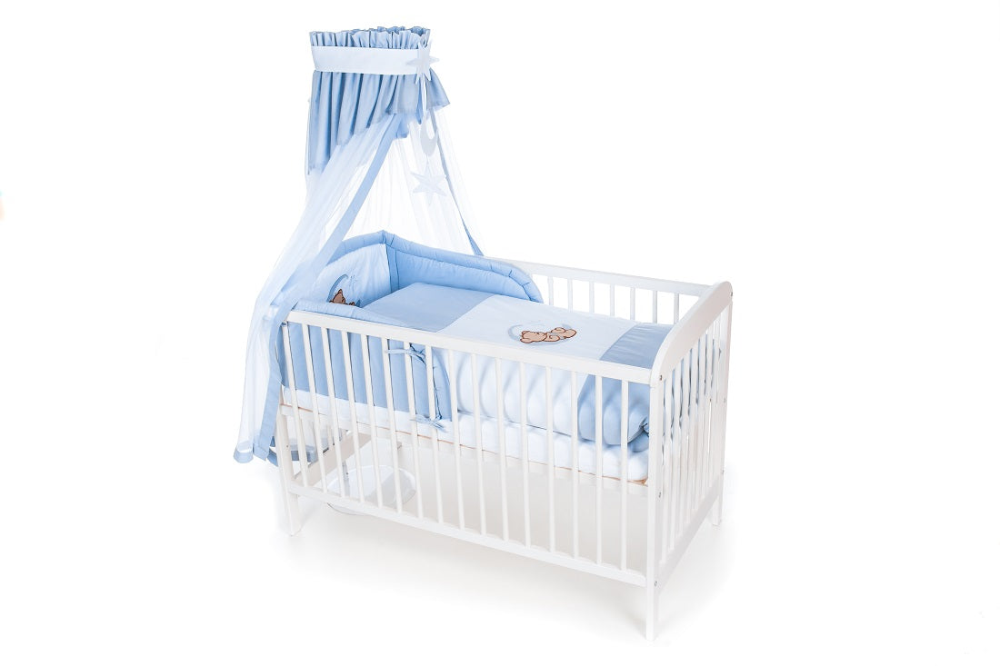 Babyhafen Komplettbett Babybett Teddy & Mond in Blau Komplett - babyhafen.de