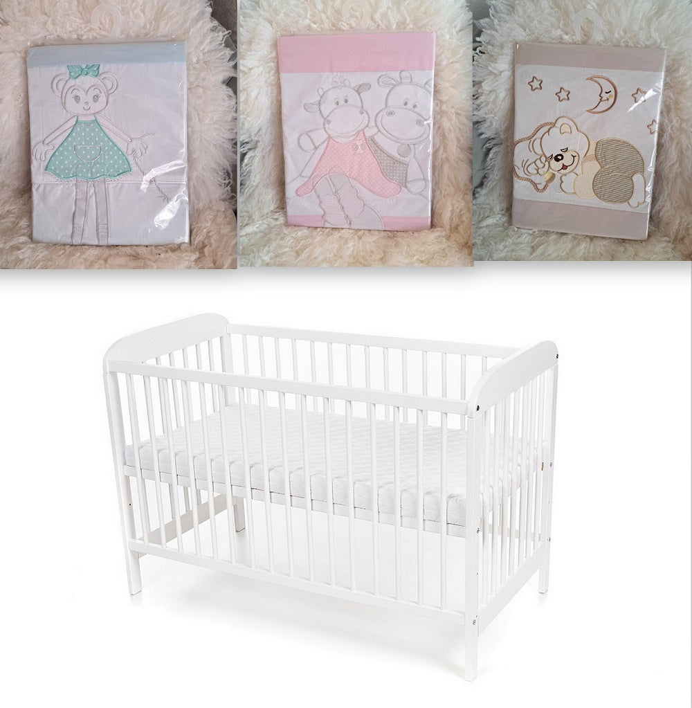 Kinderbett Weiß EMI 60 × 120 Matratze Bezüge - babyhafen.de