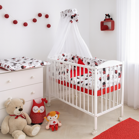 Komplettset Baby Beistellbett mit Wickelauflage im Minnie Maus Design_babyhafen.de
