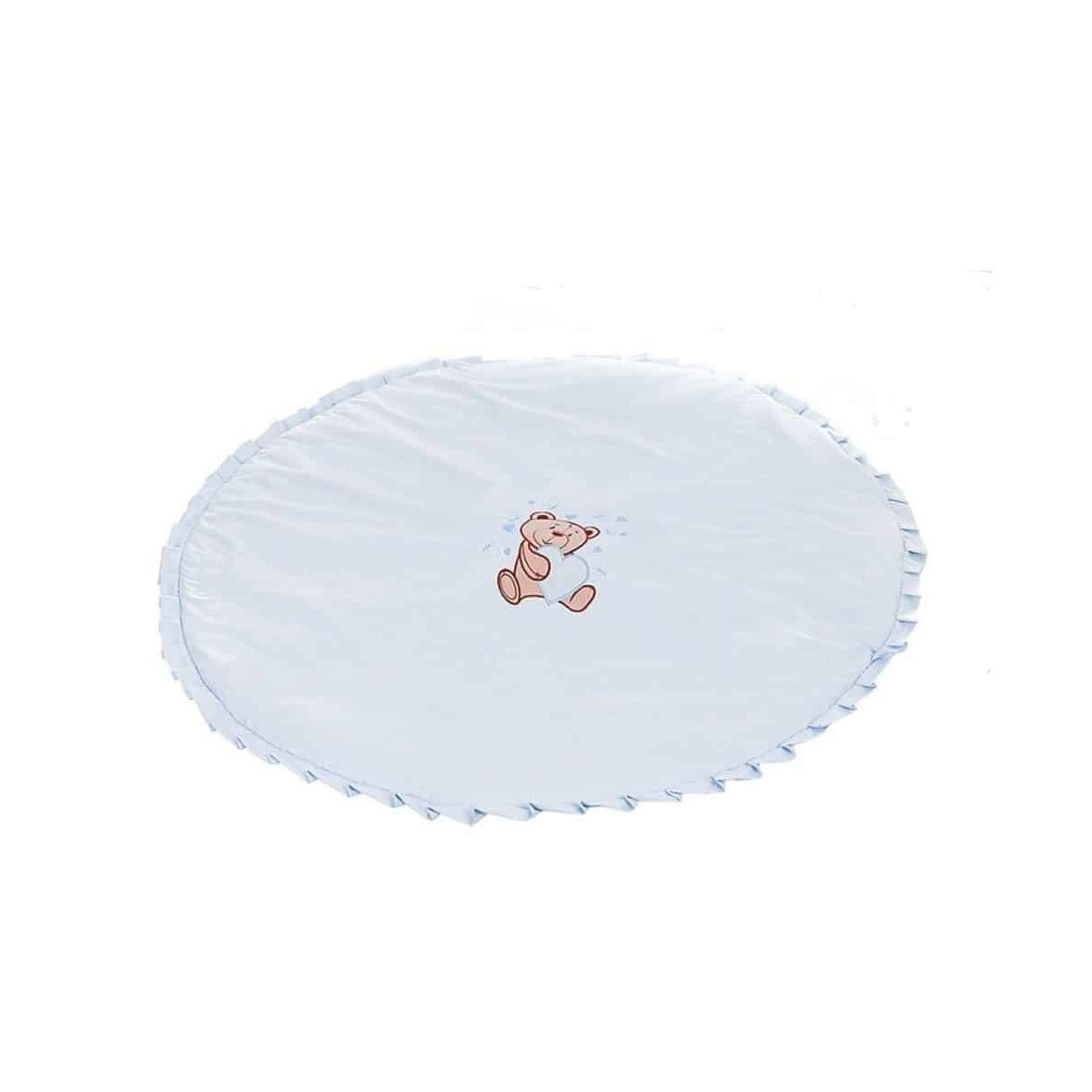 Mobiles Beistellbett mit Rollen Komplett Krabbeldecke Teddy Blau - babyhafen.de