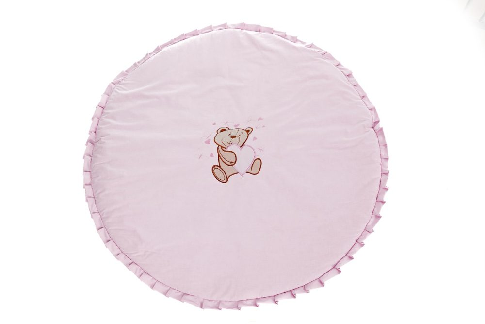 Beistellbett mit Rollen komplett inkl. Krabbeldecke Teddy rosa - babyhafen.de
