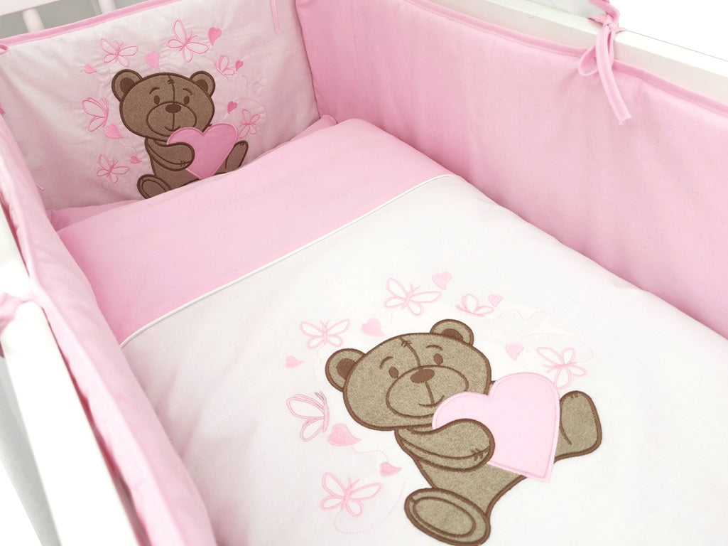 3in1 Beistellbett Knuddelbärchen Rosa mit Matratze & Bettwäsche - babyhafen.de