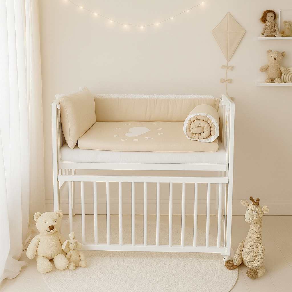 Massivholz Beistellbett Beige 90x40 cm – komfortabler Schlafplatz für Neugeborene