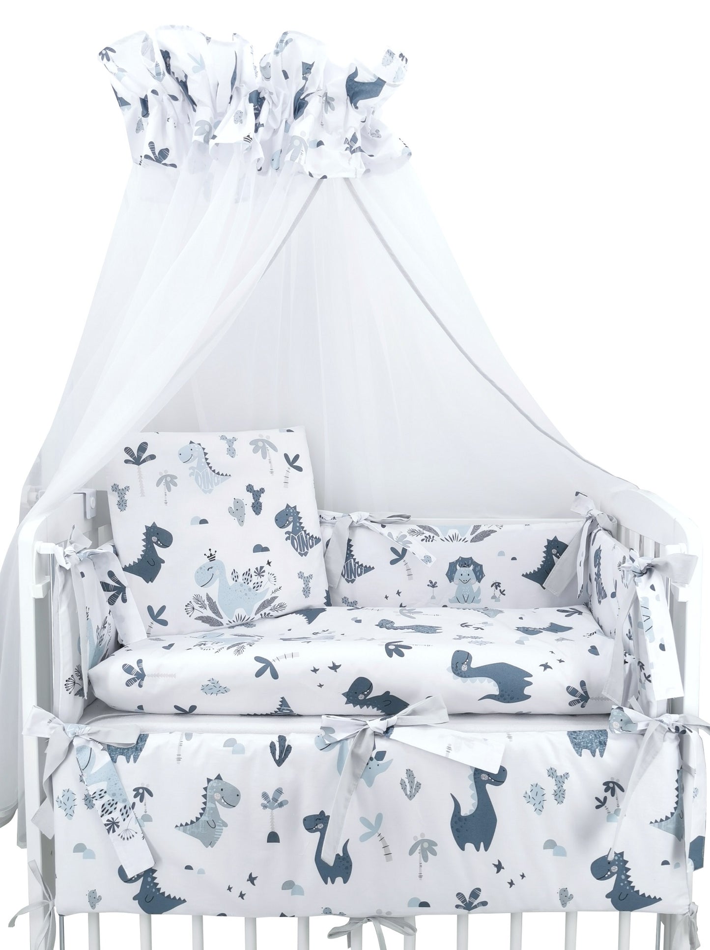 Babybettwäsche-Set für Beistellbett 40×90 – Dino Blau, 6-tlg. - babyhafen.de