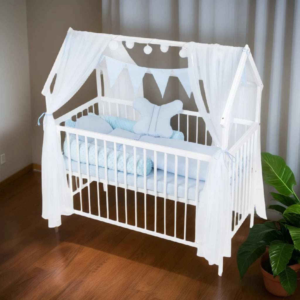 Royal Hausbett Kinderbett 60x120 Matratze Bettset Blau - babyhafen.de