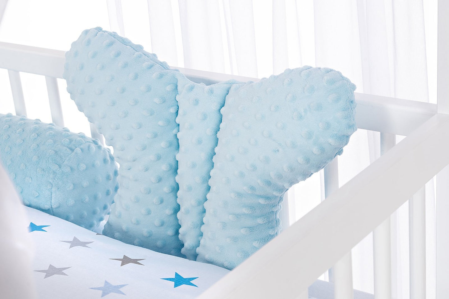 Babybett Haus Kinderbett 120x60 Matratze Bettset Stars BLAU - babyhafen.de
