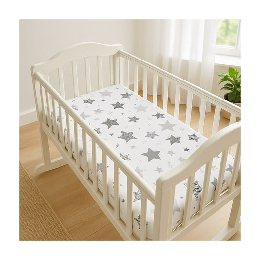 Jersey Spannbettlaken mit Sternenmotiv – passend für Beistellbett 90x40 cm