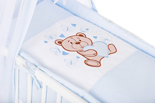 Beistellbett, weiß Boxspring inkl. textiler Ausstattung Teddy blau - babyhafen.de